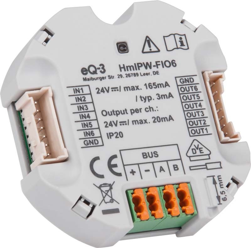 619543-4_HmIPW-IO-Modul-Unterputz-6fach-L_152482A0 jpg - Produktbild Ansicht links 619543-4_HmIPW-IO-Modul-Unterputz-6fach-L_152482A0 jpg - Produktbild Ansicht links